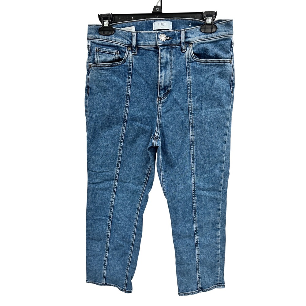 Loft Outlet Straight Jeans 6P Medium Wash Blue Seam Front‎ Denim